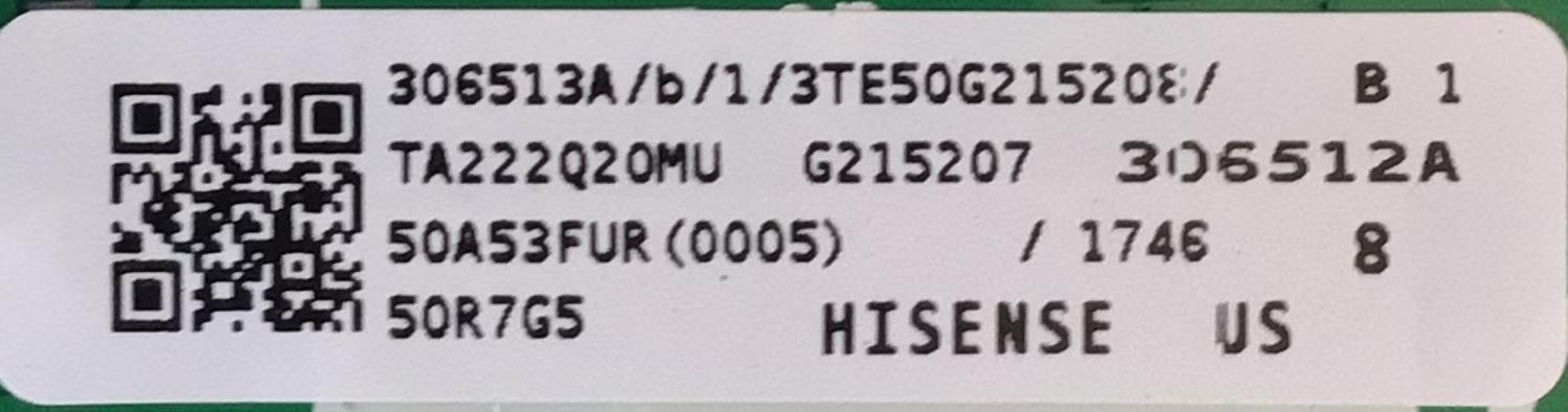 MAIN FUENTE PARA TV HISENSE / NUMERO DE PARTE 306513 / RSAG7.820.10808/ROH / 306512A / 3TE50G215208 / G215207-01343 / PANEL HD500Y1U52-T0L6\GM\CKD3A\ROH / MODELO 50R7G5 - Imagen 2
